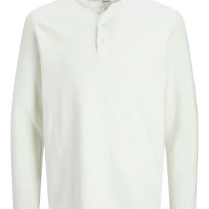 Basic-T-Shirt Herren Langarm Grandad Kragen