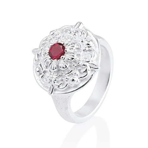 Queen Lisbeth kleiner Ornament Ring mit facettiertem Rhodolith – Bild 8