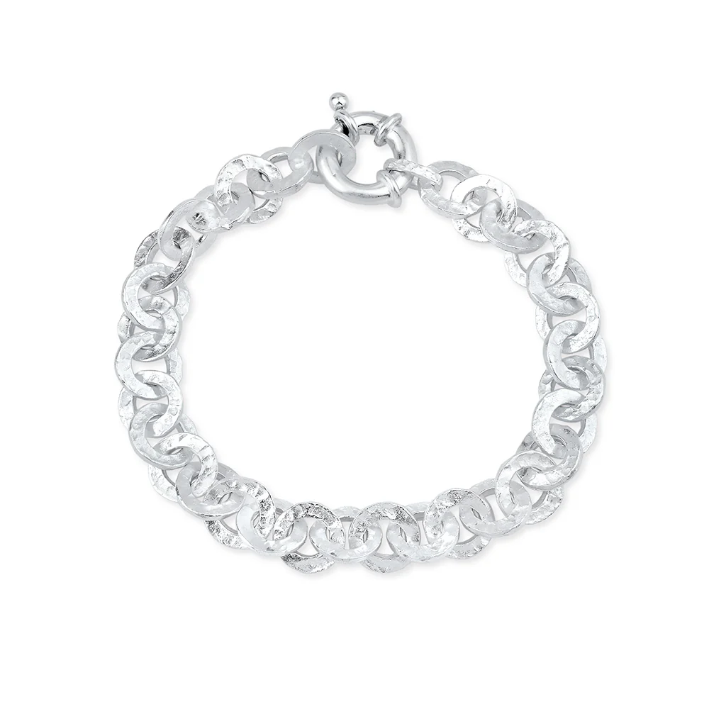 Hammerschlag Armband mit Schmuck Federring in der Länge 21 cm