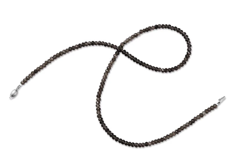 Rauchquarz Kette mit Tonnenschloss in der Länge 45 cm – Bild 2