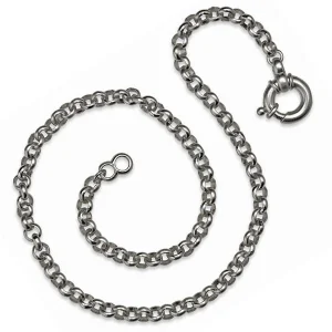 Dicke Erbskette 6 mm aus Silber im Vintagelook in der Länge 45 cm mit Schmuckfederring