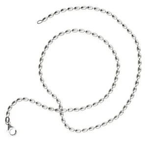 Dicke Olivkette 4 mm in der Länge 45 cm mit Karabiner