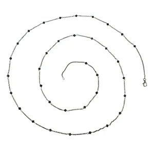 Feine Ankerkette mit Onyxen und Karabiner in der Länge 95 cm